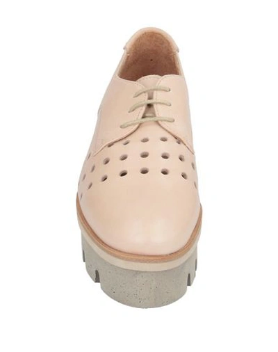 Shop Alberto Guardiani Woman Lace-up Shoes Beige Size 11 Soft Leather