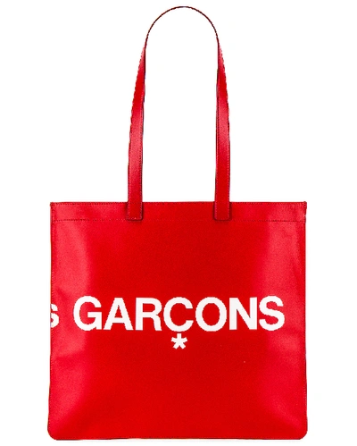 Shop Comme Des Garçons Huge Logo Tote Bag In Red