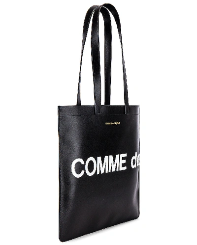 Comme Des Garçons Logo Leather Tote Bag In Black