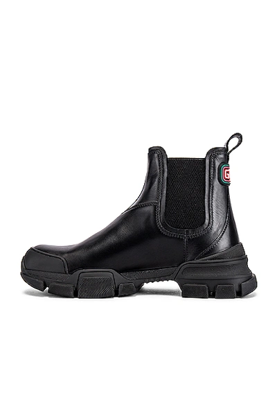 Shop Gucci Leon Chelsea Boot In Black & Black