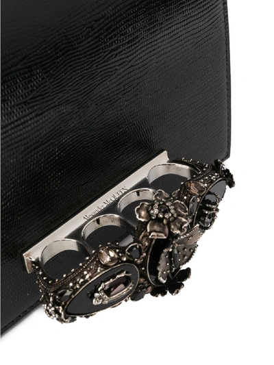 Shop Alexander Mcqueen Butterfly Jewel Leather Bag In Black