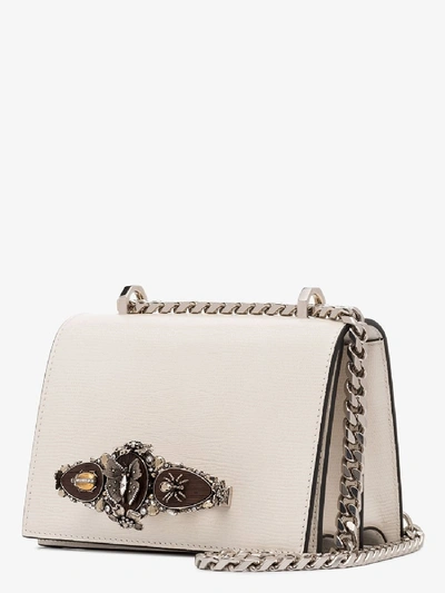 Shop Alexander Mcqueen Butterfly Jewel Leather Bag In White