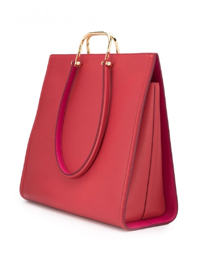 Shop Alexander Mcqueen Large Leather Tote Bag In Red