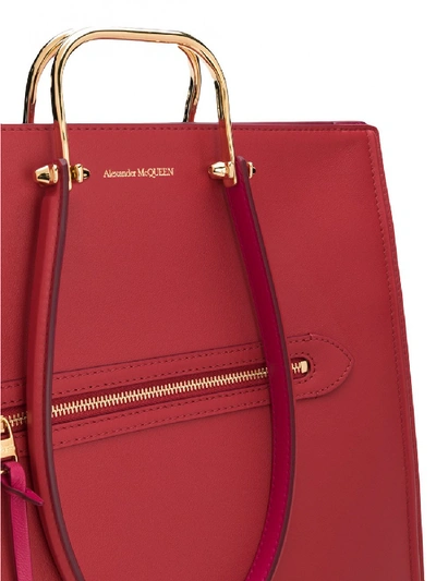 Shop Alexander Mcqueen Large Leather Tote Bag In Red