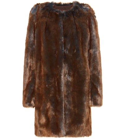 Shop Dries Van Noten Faux Fur Coat In Brown