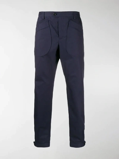 Shop Lanvin Oversized Pockets Chinos In Blue