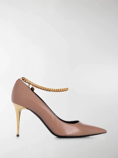 Shop Tom Ford Chain Strap 95mm Pumps In Neutrals