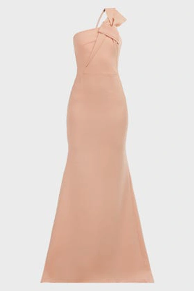 Shop Roland Mouret Gosford Asymmetric Wool-crepe Gown In Red