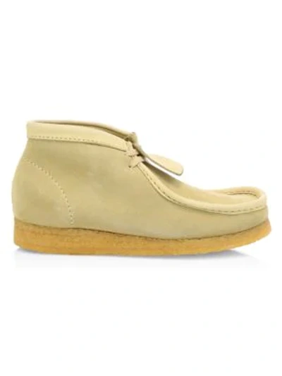 Shop Clarks Suede Wallabee Boots In Maple