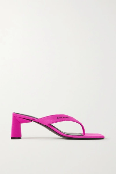 Shop Balenciaga Neon Logo-printed Jersey Sandals In Fuchsia