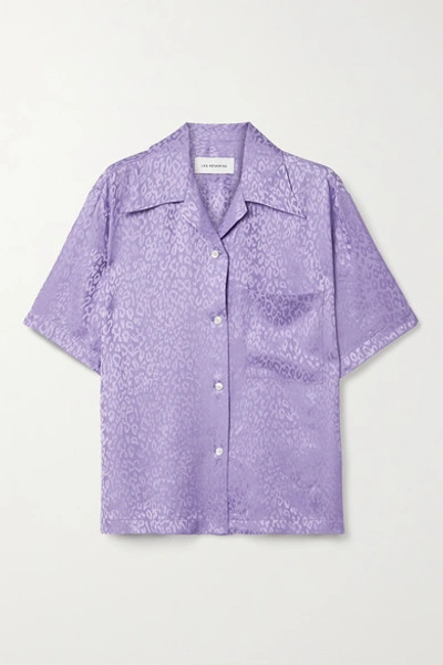 Shop Les Rêveries Silk-satin Jacquard Shirt In Lavender