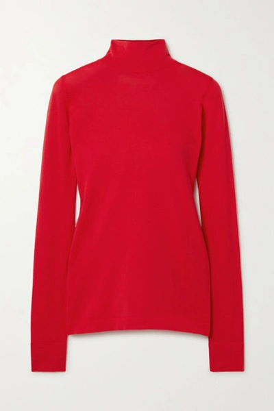Shop Les Rêveries Stretch-knit Turtleneck Top In Red