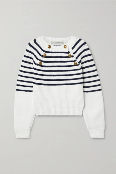 Shop Philosophy Di Lorenzo Serafini Striped Knitted Sweater In White