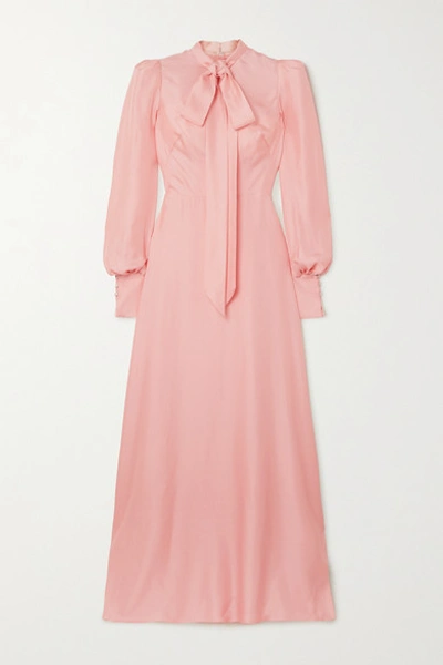 Shop The Vampire's Wife Pussy-bow Silk-twill Gown In Baby Pink