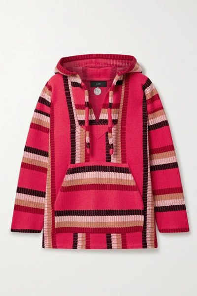 Shop Alanui Baja Hooded Wool And Cashmere-blend Jacquard-knit Sweater In Fuchsia
