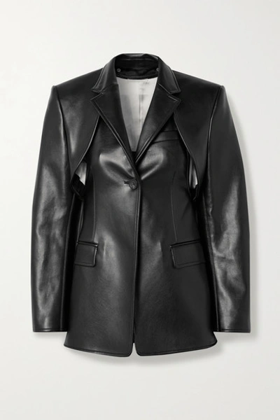Shop Peter Do Convertible Faux Leather Blazer In Black