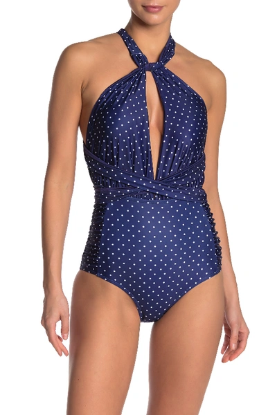 Shop Nicole Miller Convertible One-piece Swimsuit In Tea Party Dot