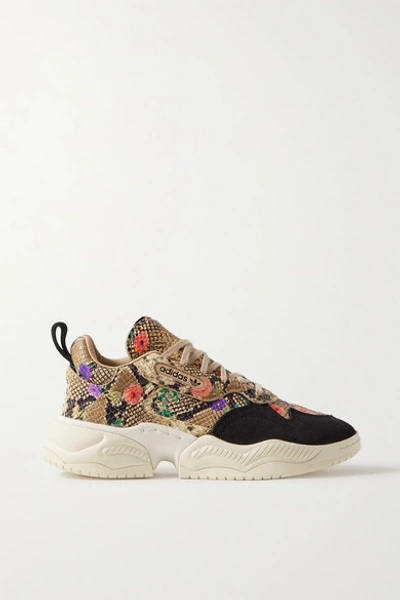 Adidas Originals Supercourt Suede-trimmed Floral-print Snake-effect Leather  Sneakers In Snake Print | ModeSens