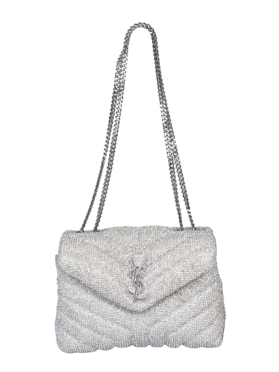 Shop Saint Laurent Small Loulou Bag In Argento