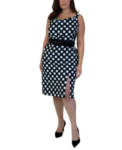 Shop Maree Pour Toi Plus Size Polka-dot Sheath Dress In Black/white