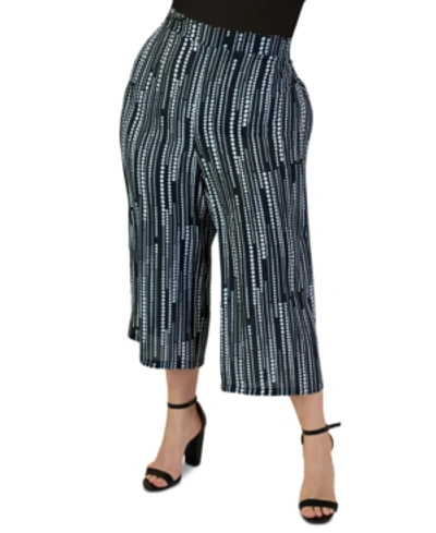 Shop Maree Pour Toi Plus Size Cropped Wide-leg Pants In Black/white