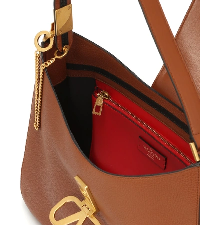 Shop Valentino Vsling Medium Leather Tote In Brown