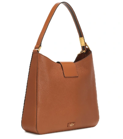 Shop Valentino Vsling Medium Leather Tote In Brown