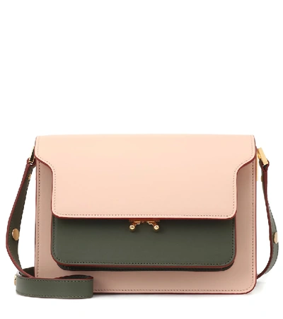 Shop Marni Trunk Medium Leather Shoulder Bag In Pink