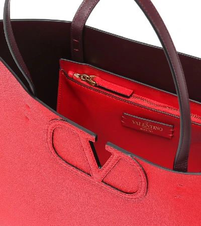 Shop Valentino Vlogo Small Leather Tote In Red