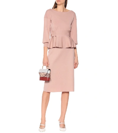 Shop Agnona Wool, Silk And Cashmere Midi Skirt In Pink