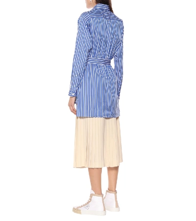 Shop Prada Striped Cotton-poplin Shirt In Blue