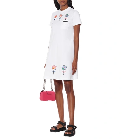 Shop Prada Embroidered Cotton Minidress In White
