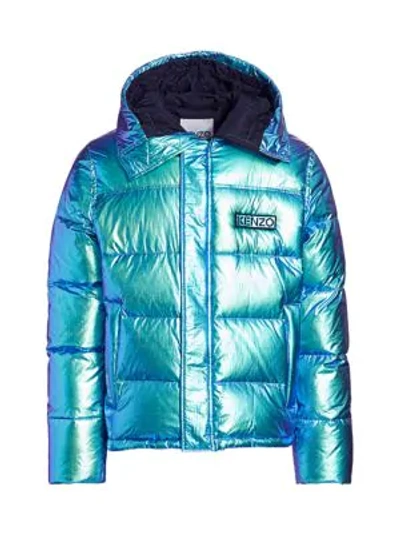 Shop Kenzo Metallic Puffer Jacket In Shiny Nylon