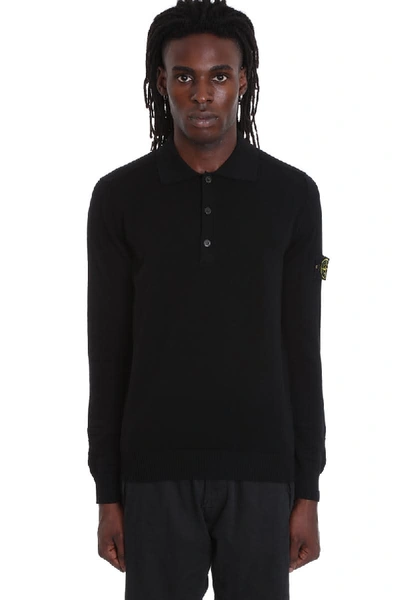 Shop Stone Island Polo In Black Wool