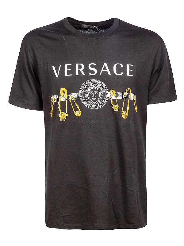 Versace Logo Short Sleeve T-shirt In Nero Oro | ModeSens