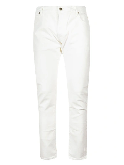 Shop Balmain Jacquard Jeans In White