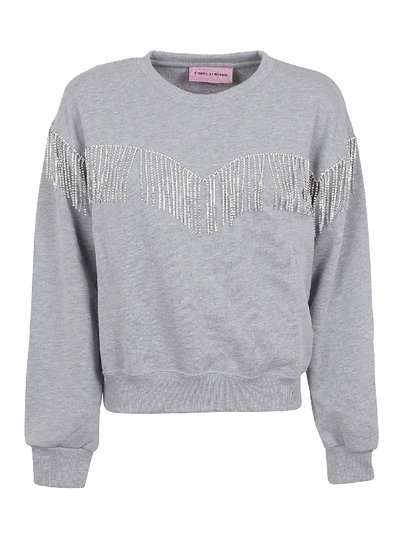 Shop Chiara Ferragni Frange Strass Sweatshirt In Grigio Grey