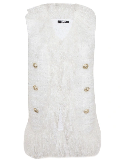 Shop Balmain Gilet In Fa Blanc