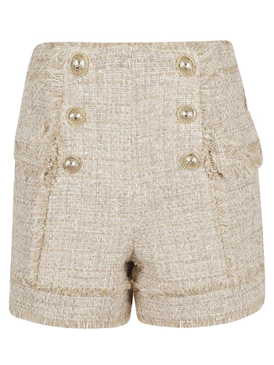 Shop Balmain Short In Aav Beige Multico