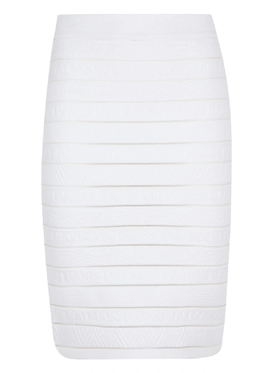 Shop Balmain Skirt In Fa Blanc