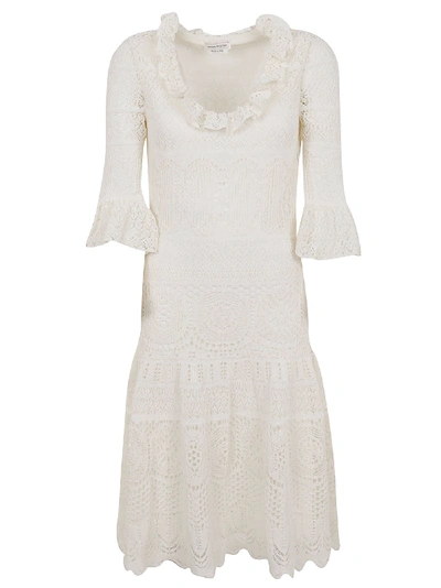 Shop Alexander Mcqueen Engineered Lace Knitted Dress In Ivory