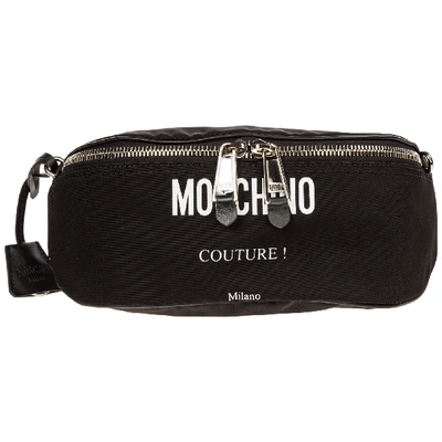 Shop Moschino Logo All Over Bum Bag In Nero