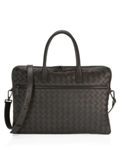 Shop Bottega Veneta Men's Leather Briefcase In Black
