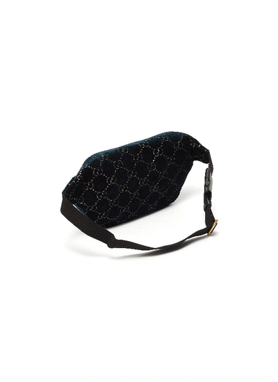 Shop Gucci 'gg' Velvet Belt Bag In Blue