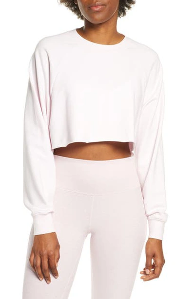 Shop Alo Yoga Double Take Crop Sweatshirt In Soft Pink