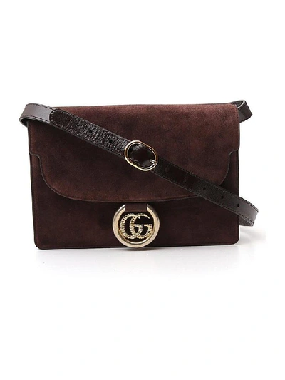 Shop Gucci Gg Ring Small Shoulder Bag In Brown