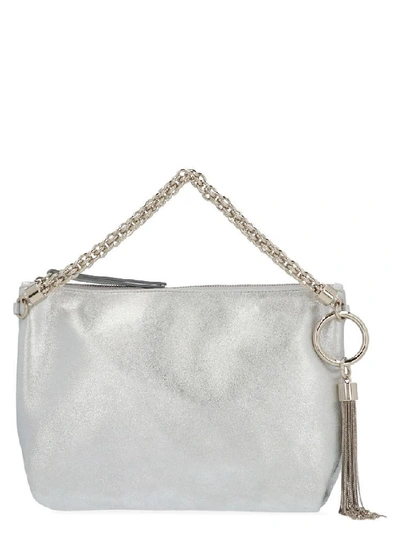 Shop Jimmy Choo Callie Metallic Clutch Bag In Silver