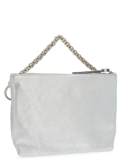 Shop Jimmy Choo Callie Metallic Clutch Bag In Silver