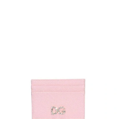 Shop Dolce & Gabbana Embellished Logo Cardholder In Pink