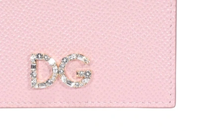 Shop Dolce & Gabbana Embellished Logo Cardholder In Pink